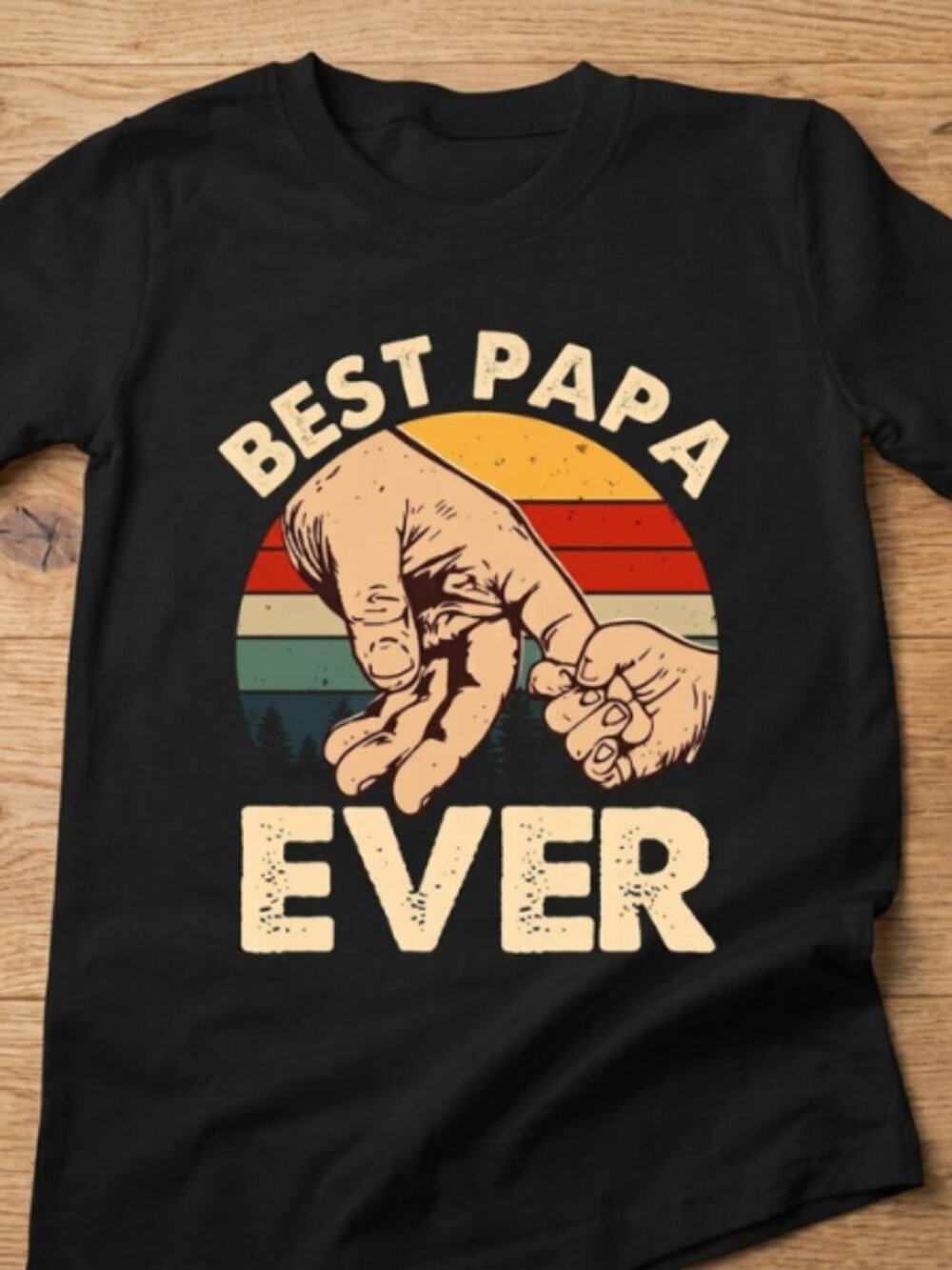 Best Papa Ever Retro Sunset Holding Hands oversized  Tee Unisex t shirt